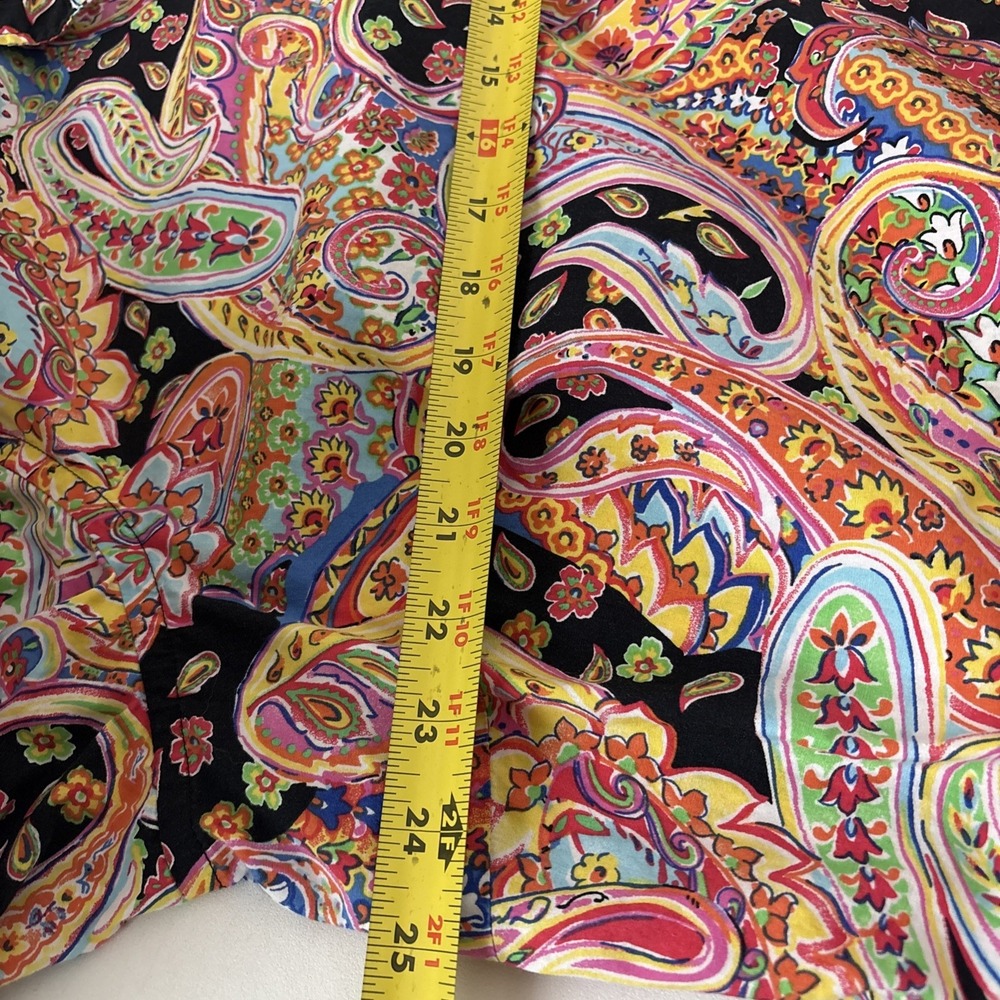 Chaps Shirt Womens 2X Colorful Paisley 100% Cotton Long Sleeve Button up top - Picture 10 of 11